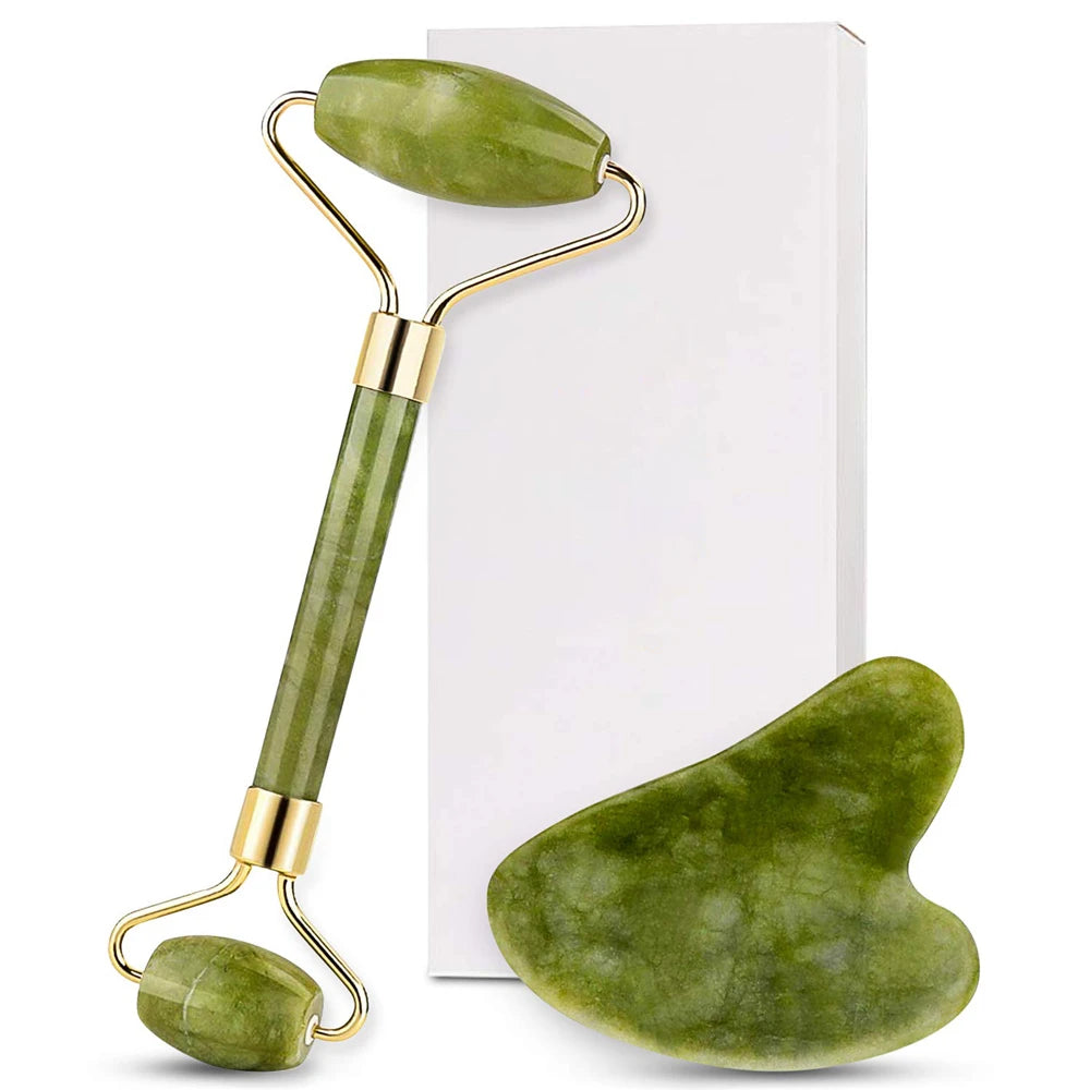 Jade Roller & Gua Sha Facial Massage Set